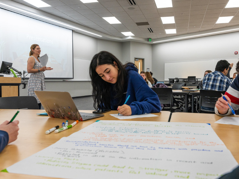 students studying in a classroom