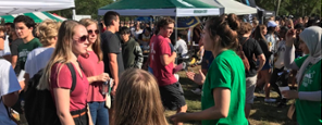 Gathering of students at welcome week event