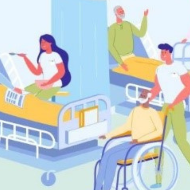 Cartoon image of hospital room